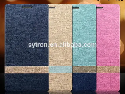 Fashionable Color Stitching Splicing Cell Phone PU Book Case PC+TPU Hard Shell for Lenovo PHAB Plus