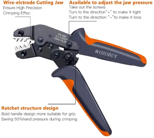 Sn-28b Crimping Tool, Self-adjusting Ratcheting Crimper Tool For Awg 28 ...