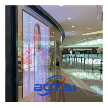 High Brightness Indoor P3.91-7.8 LED Display Screen - Transparent Glass TV Curtain Wall Panel