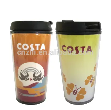 Manufacture of Costa double wall plastic travel coffee mug