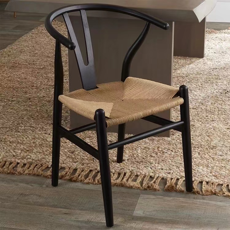 Wholesale Commercial furniture Beech wood Natural color Cross back chairs Indoor furniture with rattan seat
