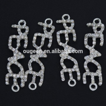 peace double loop letter adapting piece alloy jewelry necklace and bracelet accessories with stone