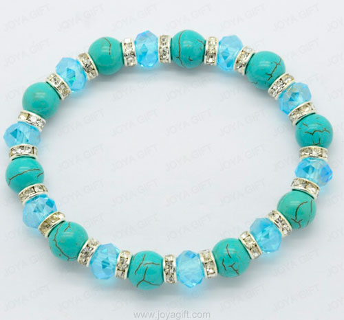 Bracelet de perles rondes turquoise 8MM