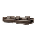 Italian minimalist first layer cowhide modern living room sofa combination Nordic Light luxury straight row leather sofa