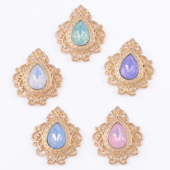 High Grade Lan Guang Wholesale Colored Rhinestone Buckle Beads Brooch with Flower Applique