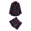 Vintage Tweed Double-breasted Suit Jacket + High-waisted A-line skirt for women Winter New