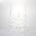 Ribbed boll conjoined Crystal Art Rings Glass Candlestick