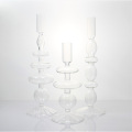 Ribbed Ball Conjoined Crystal Art Rings Glass Candlestick