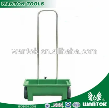 best quality new type 12L garden tools lawn mower/lawn roller/ garden walk fertilizeer spreader with wheels