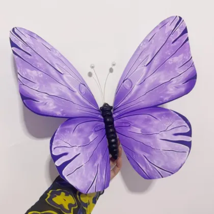 Wire frame satin paper spray-painted butterfly crafts