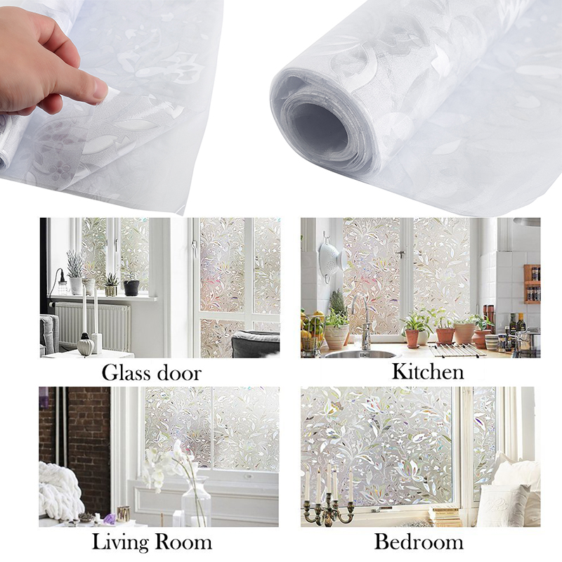 100x45cm Decorative Window Film Privacy No Glue Self Adhesive Vinyl Static Cling Privacy Glass Door Sticker Bathroom for Home