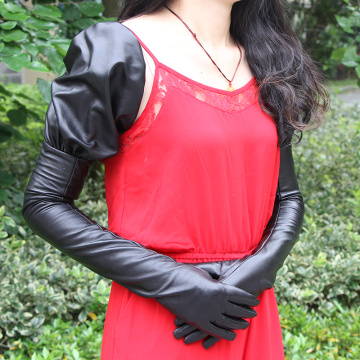 Oversized Long Gloves Bubble Sleeve Genuine Leather Red White Men And Women 60cm70cm80cm Custom Size Length Real Sheepskin