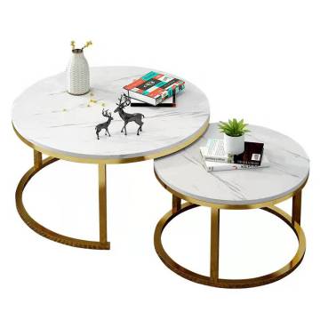 Modern Industrial Wood and Metal Nesting Coffee Tables Set of 2 for Living Room and Balcony