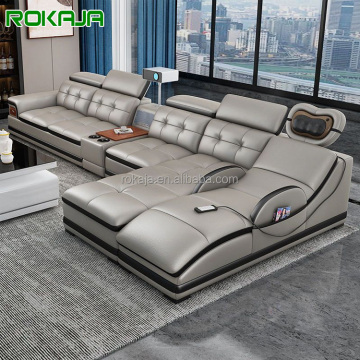 Modern Leather Electric Sofa Set with Massage & Speakers for Living Room