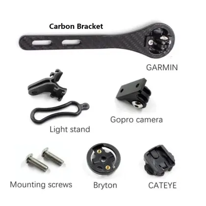 Carbon Fiber Bicycle Computer Holder for Garmin, GoPro, Wahoo, Bryton & Light Stand