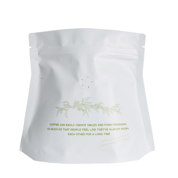 compostable white stand up coffee ziplock bags pouches