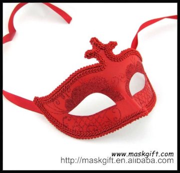 Beautiful solid color all red glitter party Mask for any festival ball