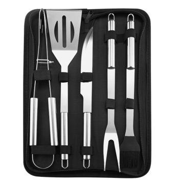 Outdoor Portable Oxford Bag BBQ Tool Set: Comprehensive 5-Piece Barbecue Tool Kit