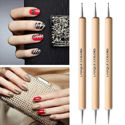 DIY Wooden Nail Art Dotting Pen with Rhinestone Picker for Manicure Tools - Private Label
