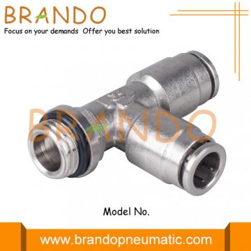 Male Run Tee Push-In Brass Pneumatic Quick Coupling