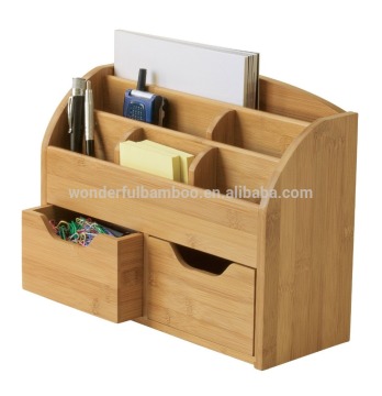 Bamboo Space Saving Desk Organizer, Stationary Storage