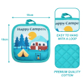 Happy Camper Oven Mitts and Pot Holders Set, Heat Motestant Camping Pot Holder, Camping Kitchen Set 4st