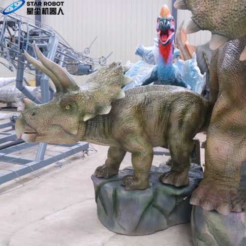Kombinasi triceratops animatronik yang realistis untuk dijual