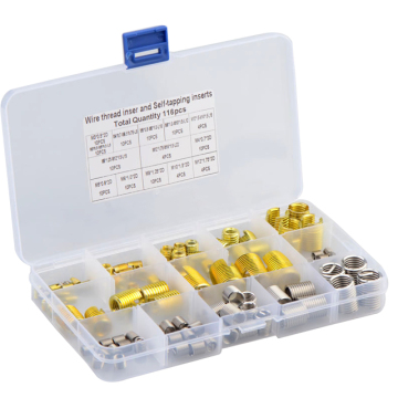 Set 116-piece yang komprehensif: Alat perbaikan benang M3-M12-termasuk lengan benang self-tapping slotted dan selubung benang baja