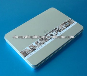 rectangular stationery tin box