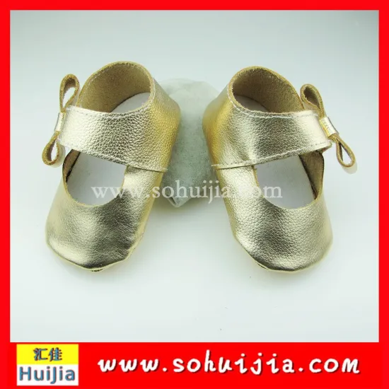 Wholesale new arrival alibaba gold bow moccasins cow leather soft flat school shoes for baby girl