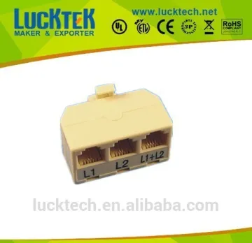 SINGLE PLUG TO THREE US JACK TELEPHONE COUPLER