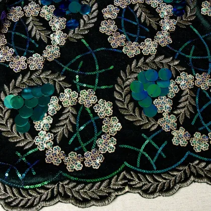 Wholesale Circular Flower Fashion Lace Trim, Elegant Mesh Sequin Fabric