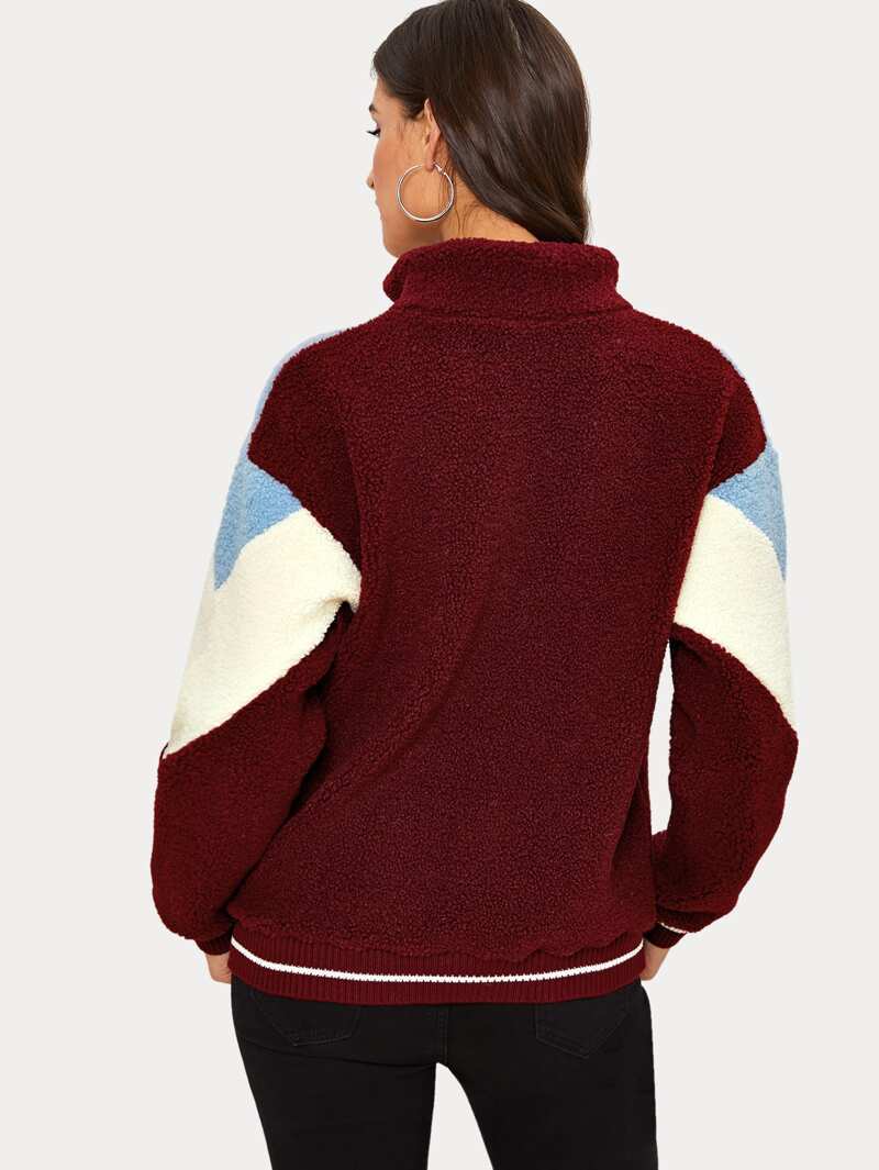 Zipper Collision Color Sherpa Jacket