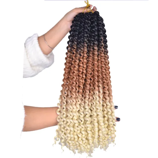 Cheap Synthetic Fiber Ombre Prelooped Passion Twist Locs Braiding Hair Crochet Braids Synthetic Bundles Curly Afro Water Wave