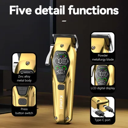 KEMEI KM-1698 Electric Hair Clipper - Corded Powder Metallurgy Ceramic Blade Trimmer