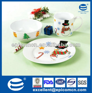 3pcs fiesta ware porcelain breakfast set with bowl & plate & mug for children daily use