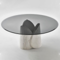 Tavolino in vetro rotondo marmo moderno