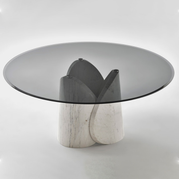 Round Glass Coffee Table Modern Marble