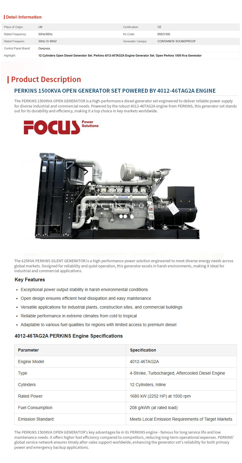 12-Cylinders-Open-Diesel-Generator-Set-4012-46TAG2A-Engine-Perkins-1500-Kva-Generator