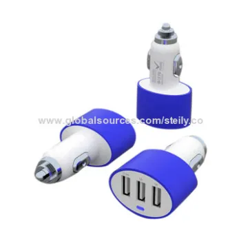 OEM Multicolor Three USB Output 5.0V 4.2A or 5.2A In-car Chargers with High-glossy Shell