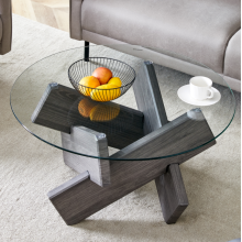 Coffee Table with Storage Modern Circular Glass Coffee Table with MDF Legs Factory