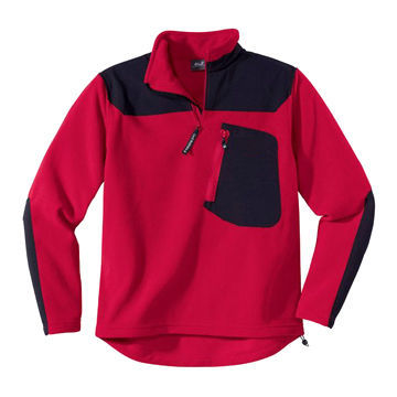 Solid Jumper, made of 100% polyester polar fleece with contrast cuts, breathable and keep warm