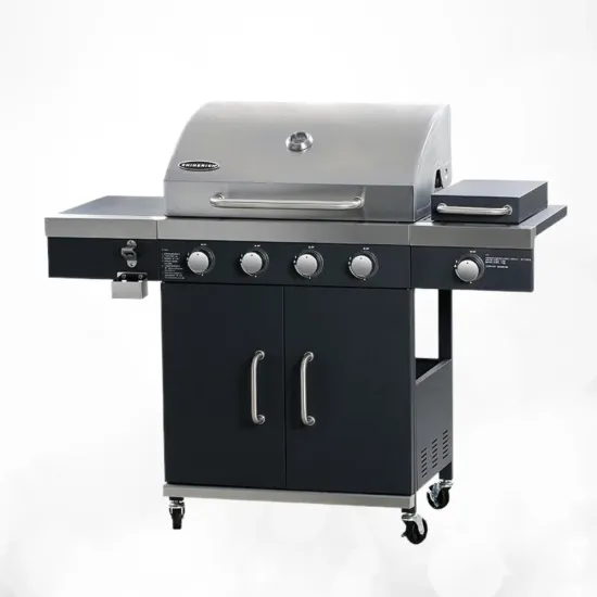 Gas BBQ Grill Black Cold Rolled Steel Outdoor 4 Burner