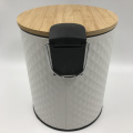 Bamboo Lid Pedal Trash Can