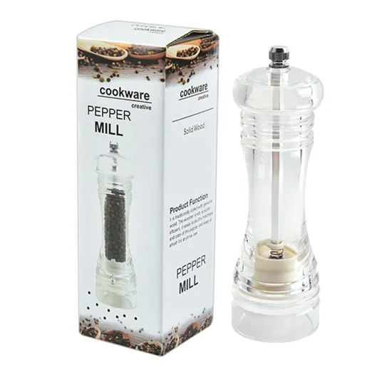Hyri Clear Acrylic Pepper Grinders: Hand-Operated Salt and Pepper Mill Set with Ceramic Grinding Cores