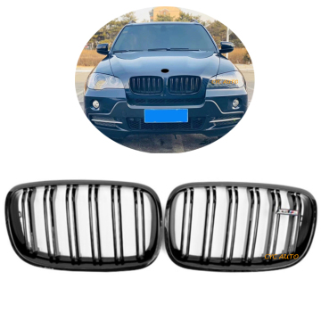 E70 BMW X5 Serie E70 E71 Gloss Black Double Slats Kidney Grille 2008 2009 2014