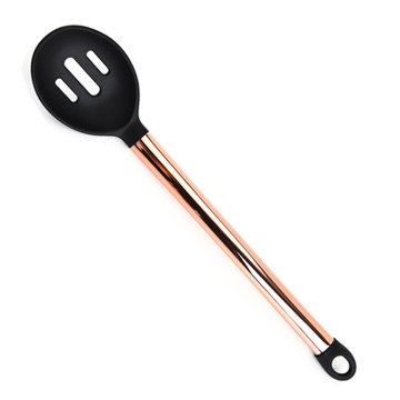 Gold Plated Metal Handle Silicone Kitchen Spoons for Cooking
