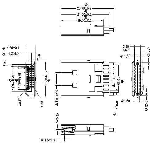 DISPLAY Male soldering type(without hook)