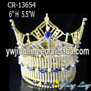 Gold Plate Beauty Queen Pearl Full Round Crown
