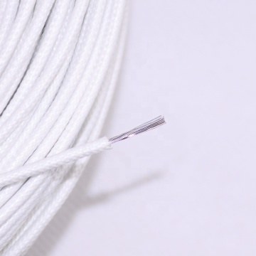 Câble métallique électrique en gros: Veste tressée en fibre de verre 0,75 mm² avec revêtement en caoutchouc en silicone en blanc